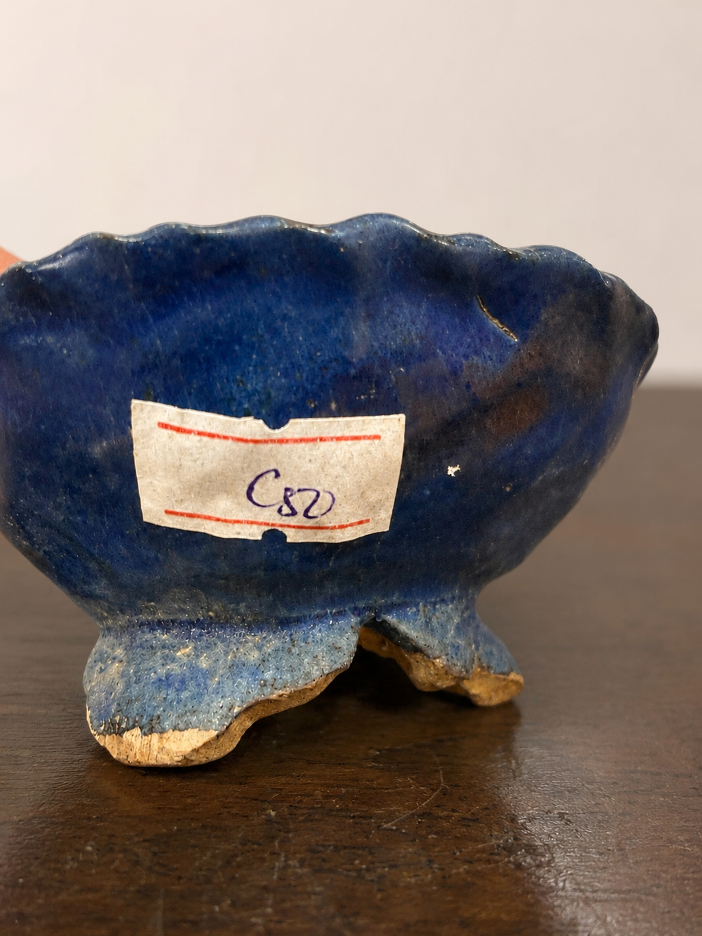Japanese Cobalt Blue Round Bonsai Pot – Scalloped Rim