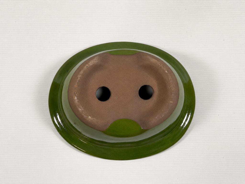Chinese Green Glazed Round Bonsai Pot