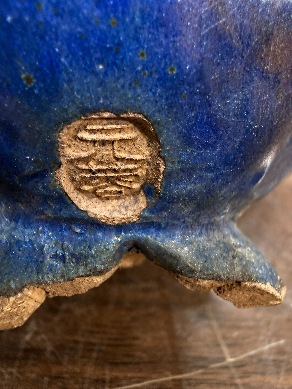 Japanese Cobalt Blue Round Bonsai Pot – Scalloped Rim