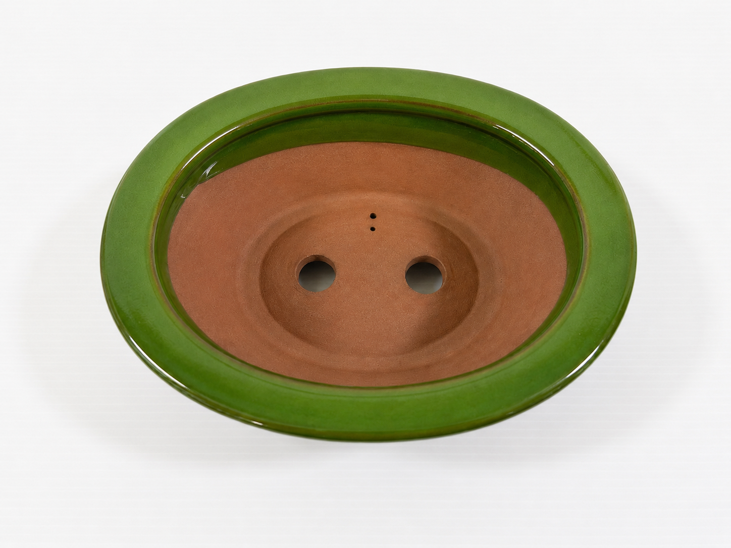 Chinese Green Glazed Round Bonsai Pot