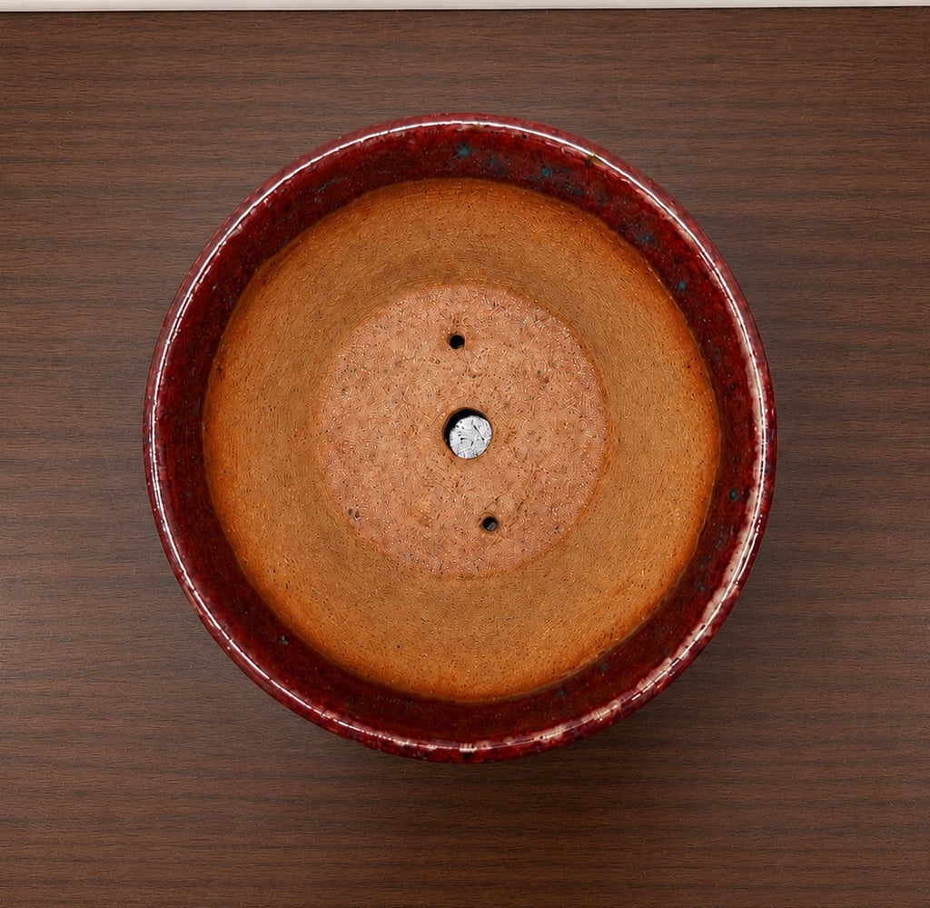Koyo Japanese Bonsai Pot – Flared Round Red Glaze