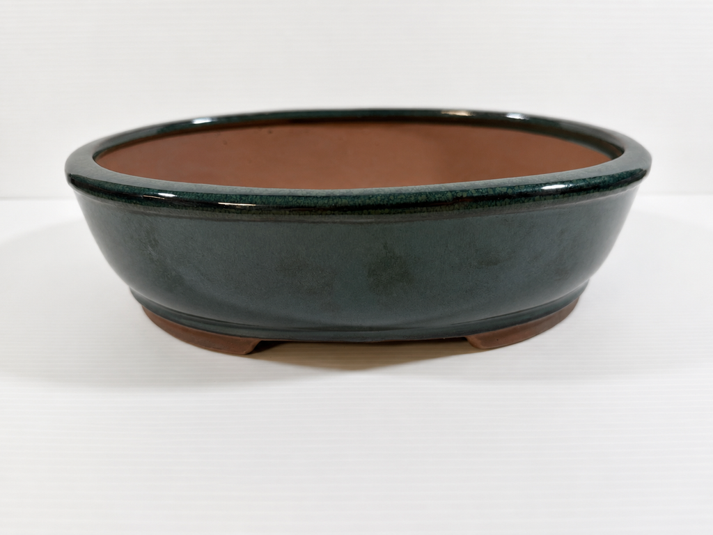 Chinese Teal Green Oval Bonsai Pot
