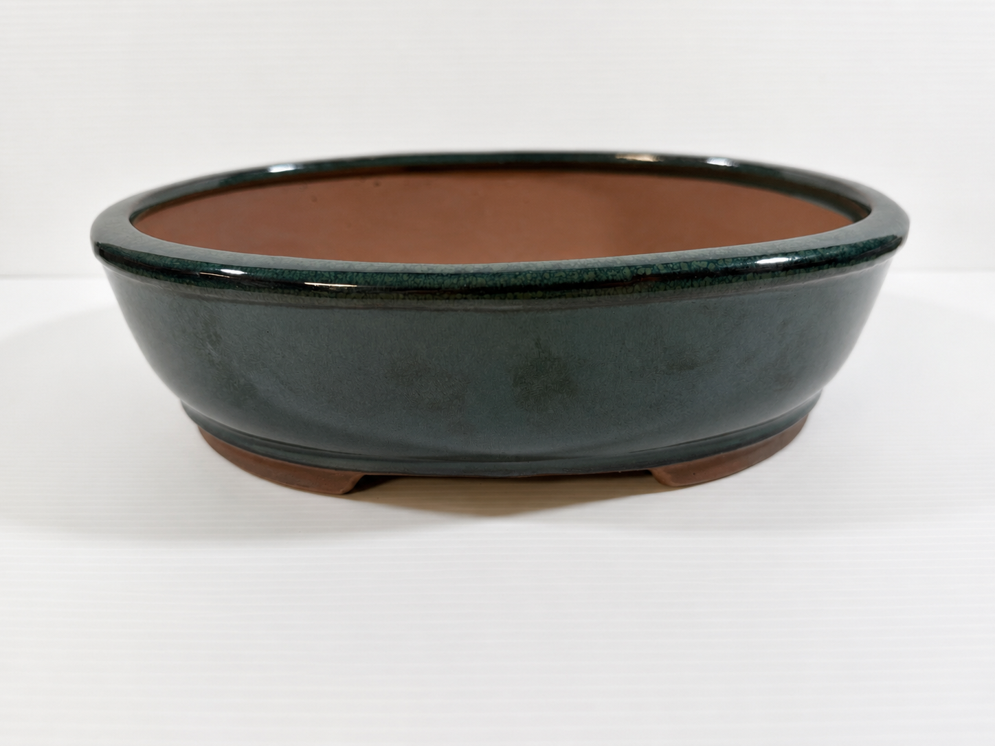 Chinese Teal Green Oval Bonsai Pot