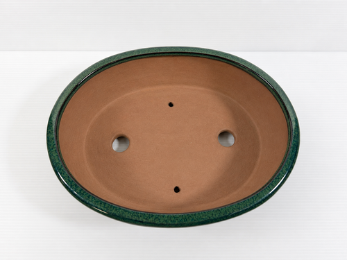 Chinese Teal Green Oval Bonsai Pot