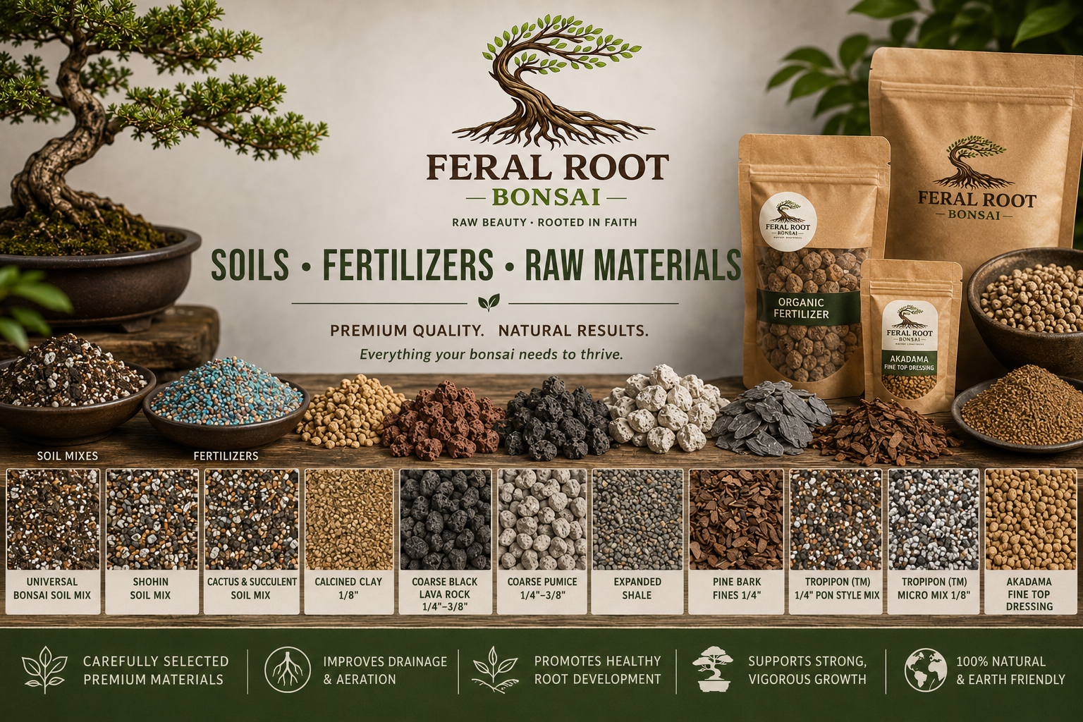 Feral Root Bonsai - Soils, Fertilizers & Raw Materials