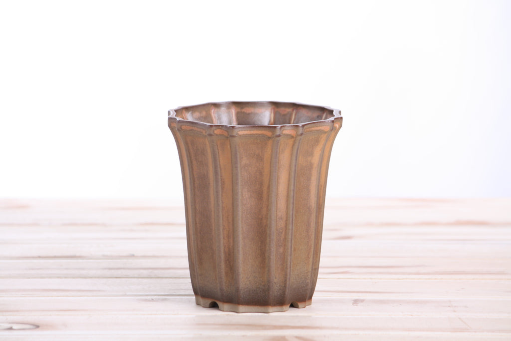 Willow Bonsai Ceramics Flower Design Cascade Bonsai Pot 4.5 Inch – Elegant Tall Ceramic Bonsai & Succulent Planter, High‑Fired Frost‑Proof Stoneware with Drainage & Wiring Holes, Handmade in USA (Deep Stone)