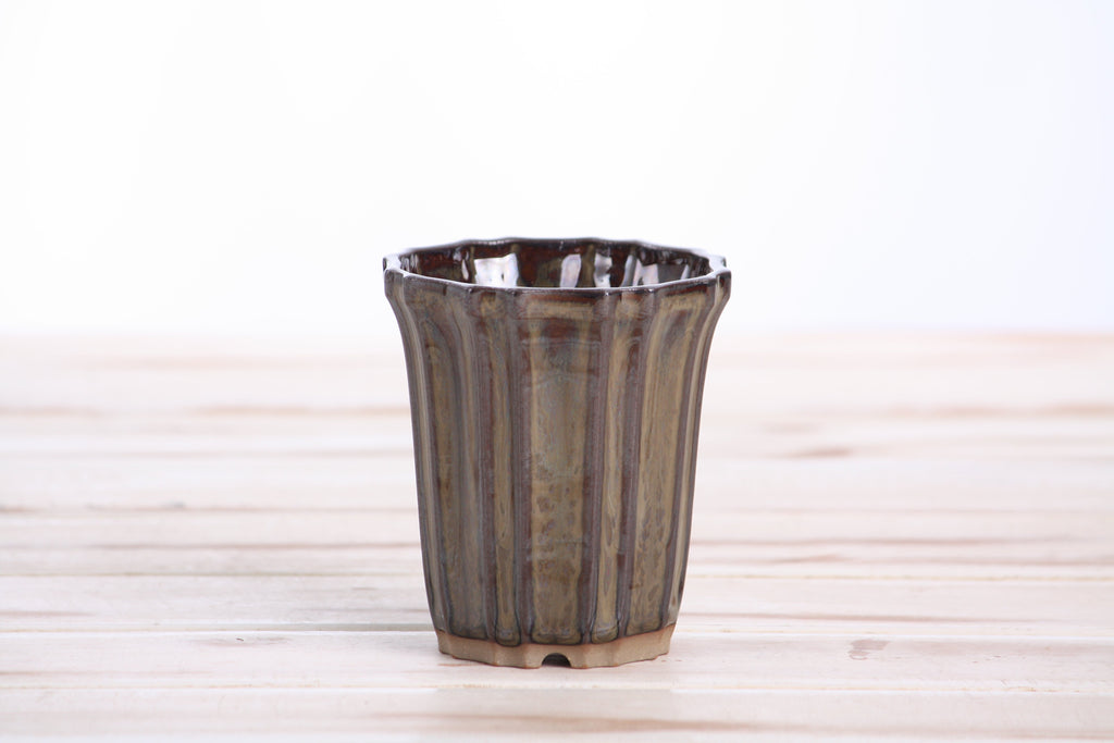Willow Bonsai Ceramics Flower Design Cascade Bonsai Pot 3 Inch – Elegant Tall Ceramic Bonsai & Succulent Planter, High‑Fired Frost‑Proof Stoneware with Drainage & Wiring Holes, Handmade in USA (Dark Honey)