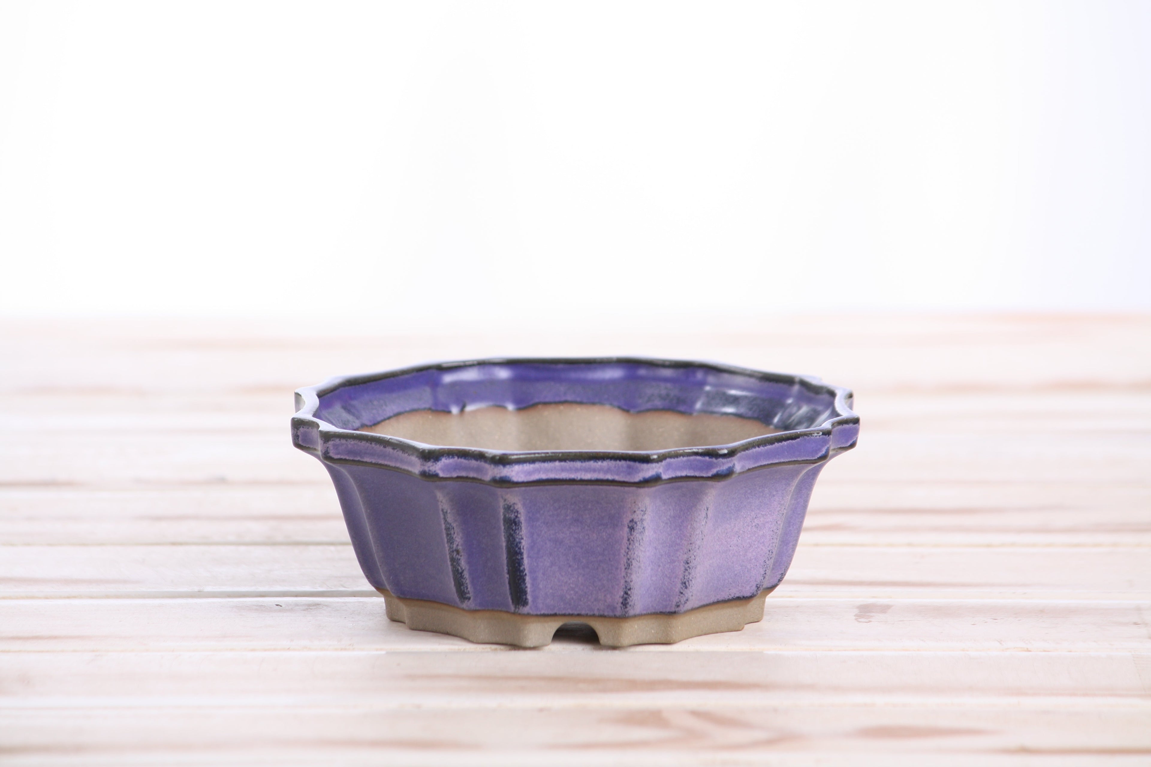 Willow Bonsai Ceramics Flower Design Bonsai Pot 5 Inch – Elegant Ceramic Bonsai & Succulent Planter, High‑Fired Frost‑Proof Stoneware with Drainage & Wiring Holes, Handmade in USA (Purple)