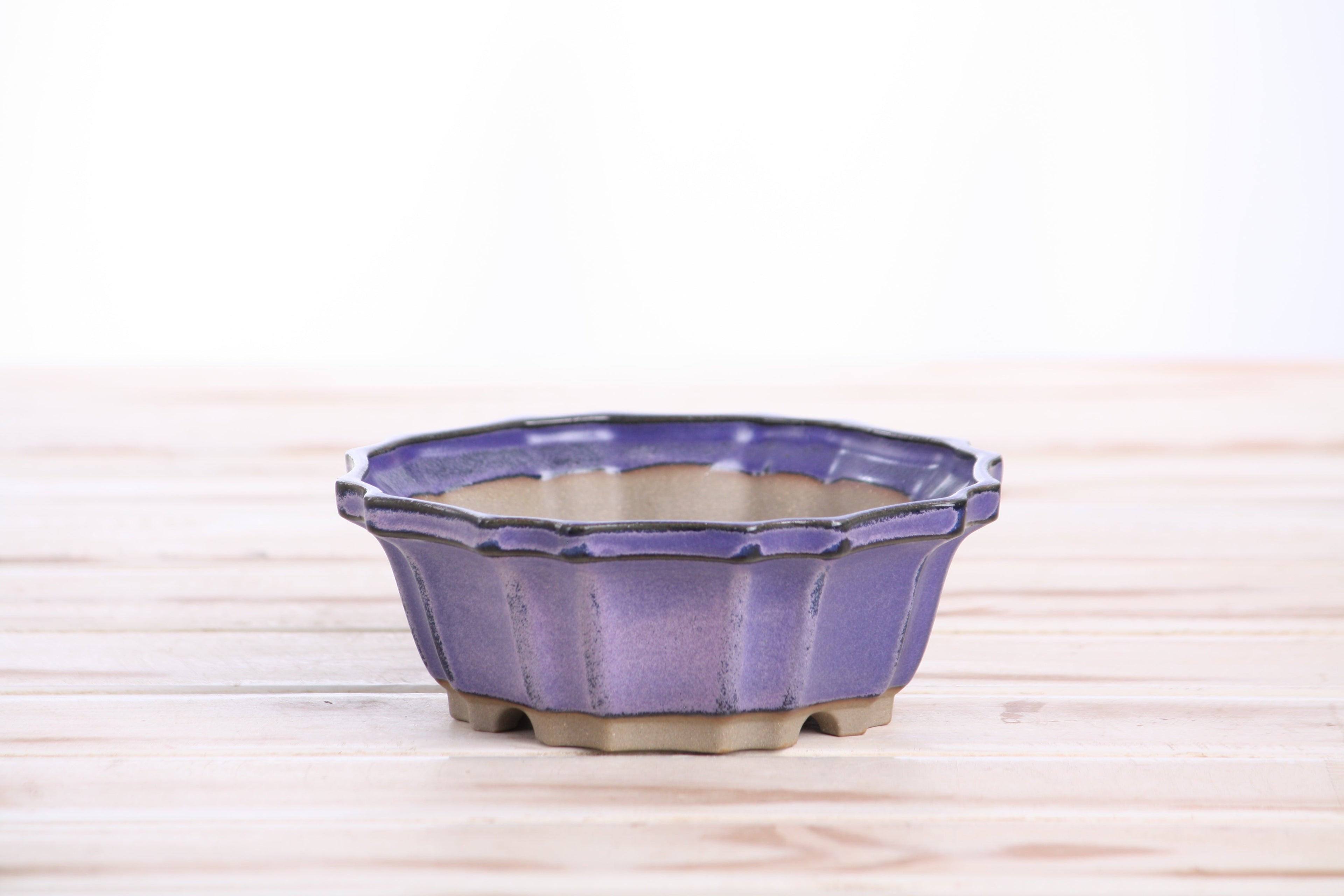 Willow Bonsai Ceramics Flower Design Bonsai Pot 5 Inch – Elegant Ceramic Bonsai & Succulent Planter, High‑Fired Frost‑Proof Stoneware with Drainage & Wiring Holes, Handmade in USA (Purple)