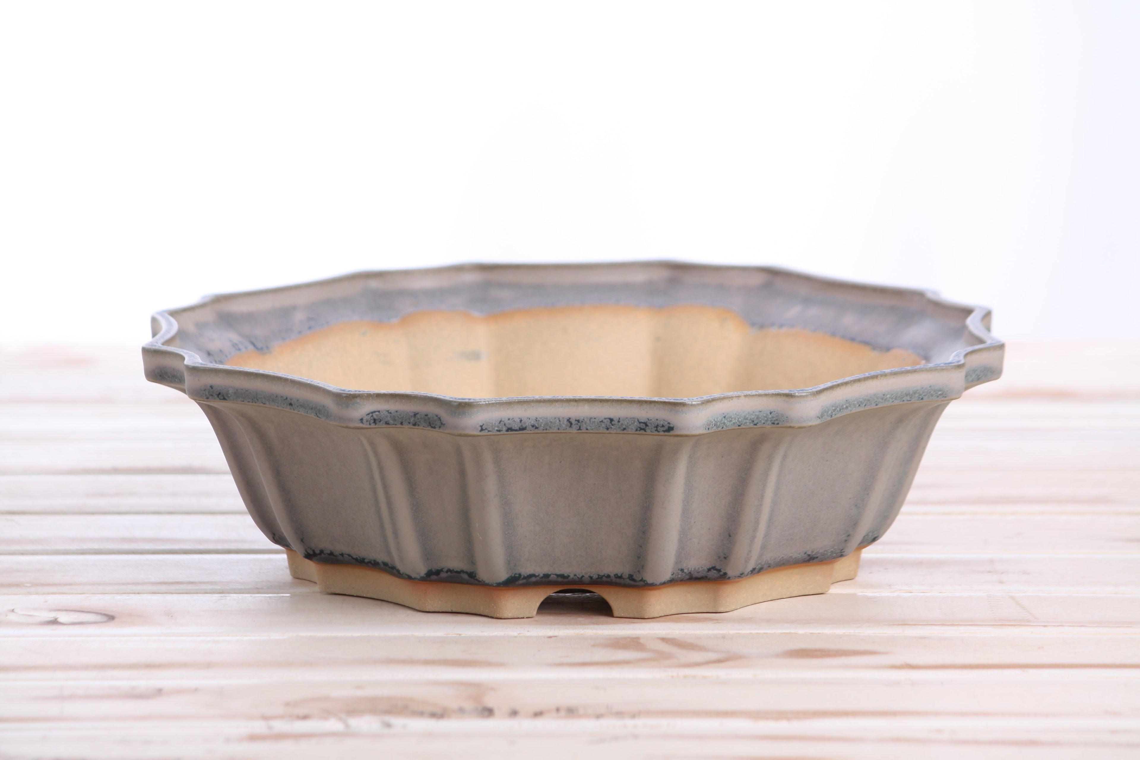 Willow Bonsai Ceramics Flower Design Bonsai Pot 10 Inch – Elegant Ceramic Bonsai & Succulent Planter, High‑Fired Frost‑Proof Stoneware with Drainage & Wiring Holes, Handmade in USA (Ocean)