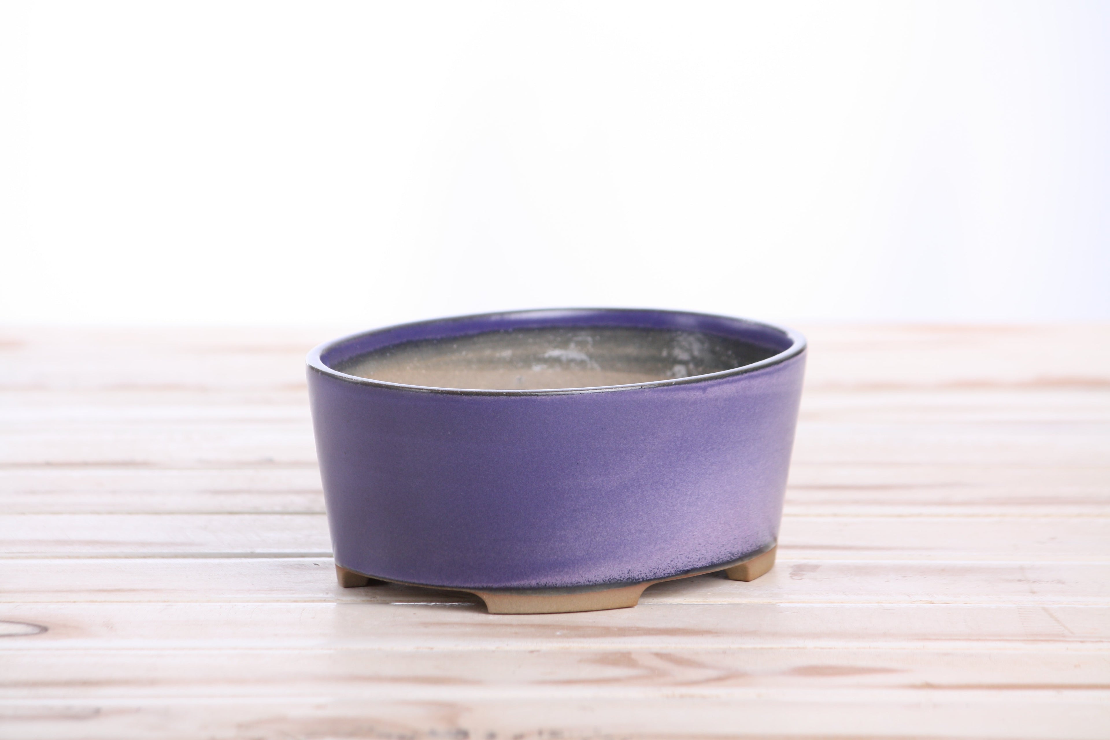 Willow Bonsai Ceramics Oval A Bonsai Pot 6 Inch – Straight‑Sided Oval Ceramic Bonsai & Succulent Planter, High‑Fired Frost‑Proof Stoneware with Drainage & Wiring Holes, Handmade in USA (Purple)