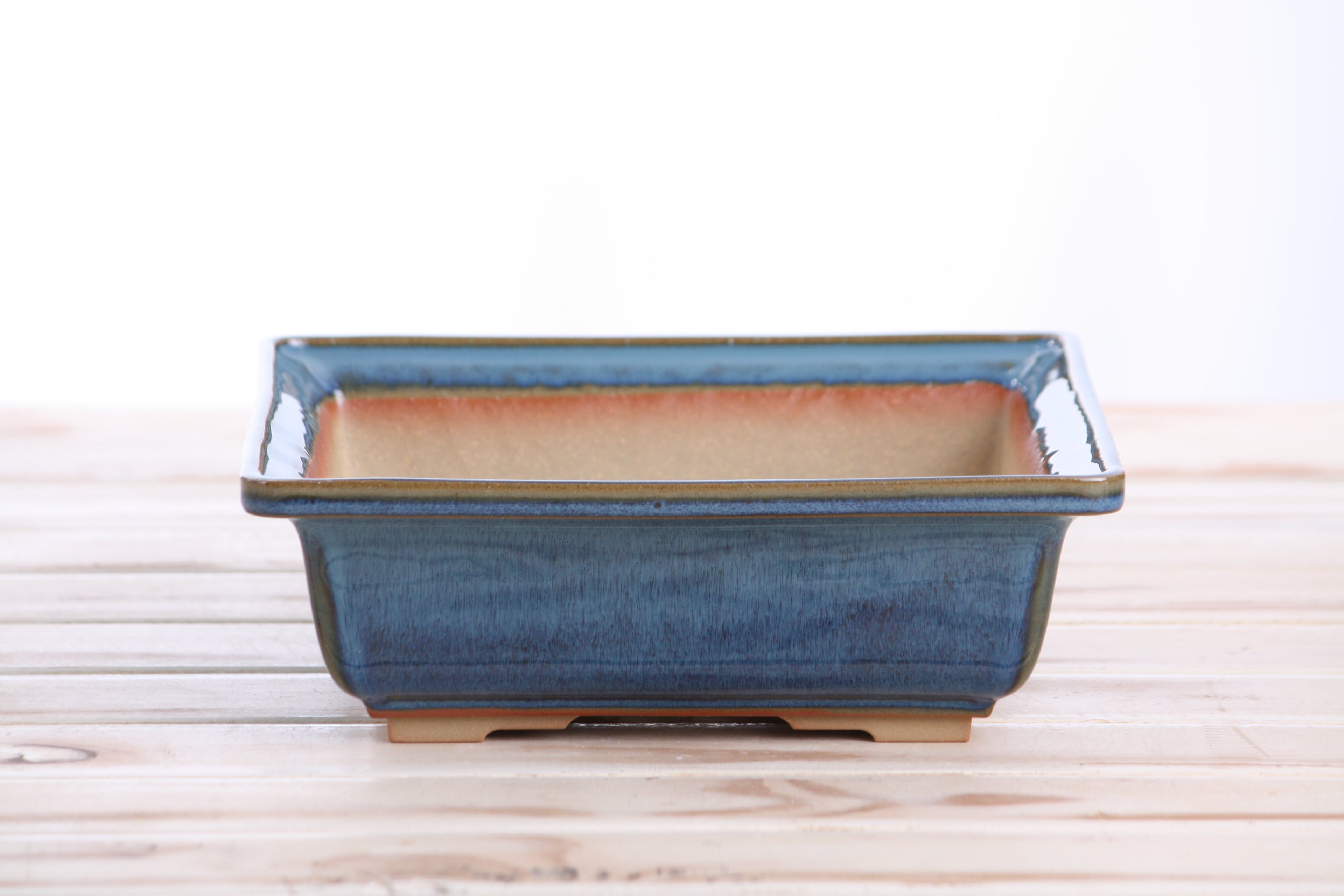 Willow Bonsai Ceramics Square Bonsai Pot 8 Inch – Low‑Profile Square Ceramic Bonsai & Succulent Planter with Accentuated Rim, High‑Fired Frost‑Proof Stoneware, Handmade in USA (Peacock 2025)