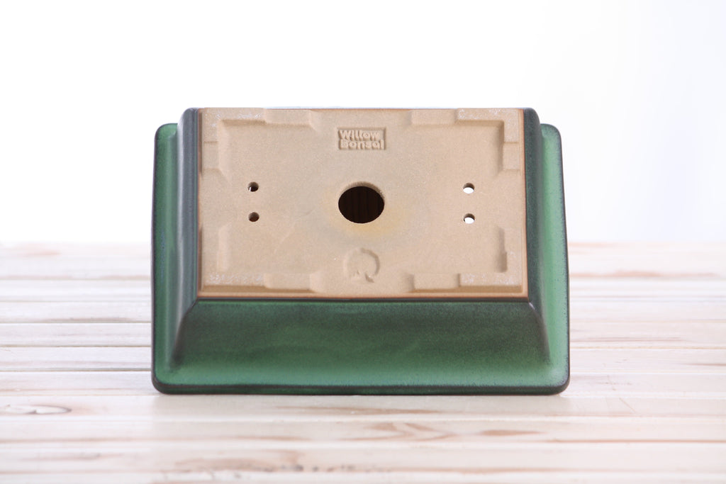 Willow Bonsai Ceramics Rectangle Bonsai Pot 8 Inch – Lower‑Profile Rectangular Ceramic Bonsai & Succulent Planter with Accentuated Rim, High‑Fired Frost‑Proof Stoneware, Handmade in USA (Avocado)