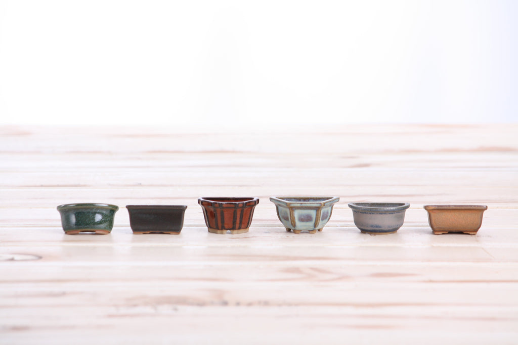 Willow Bonsai Ceramics 1.5 Inch Shito Magnet Set of 6 – Mini Handmade Ceramic Bonsai Pot Magnets, Reactive Glaze Finish, Unique Decorative Pots, Made in USA