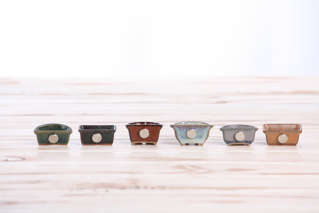 Willow Bonsai Ceramics 1.5 Inch Shito Magnet Set of 6 – Mini Handmade Ceramic Bonsai Pot Magnets, Reactive Glaze Finish, Unique Decorative Pots, Made in USA