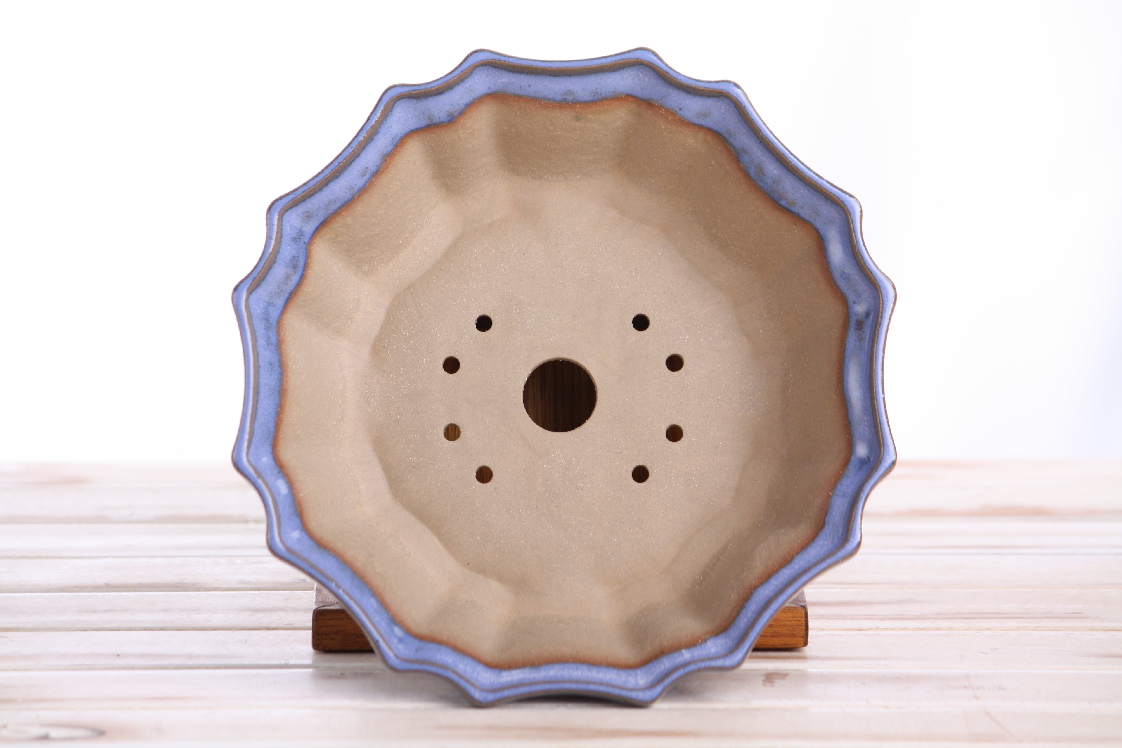 Willow Bonsai Ceramics Flower Design Bonsai Pot 8 Inch – Elegant Ceramic Bonsai & Succulent Planter, High‑Fired Frost‑Proof Stoneware with Drainage & Wiring Holes, Handmade in USA (Denim)